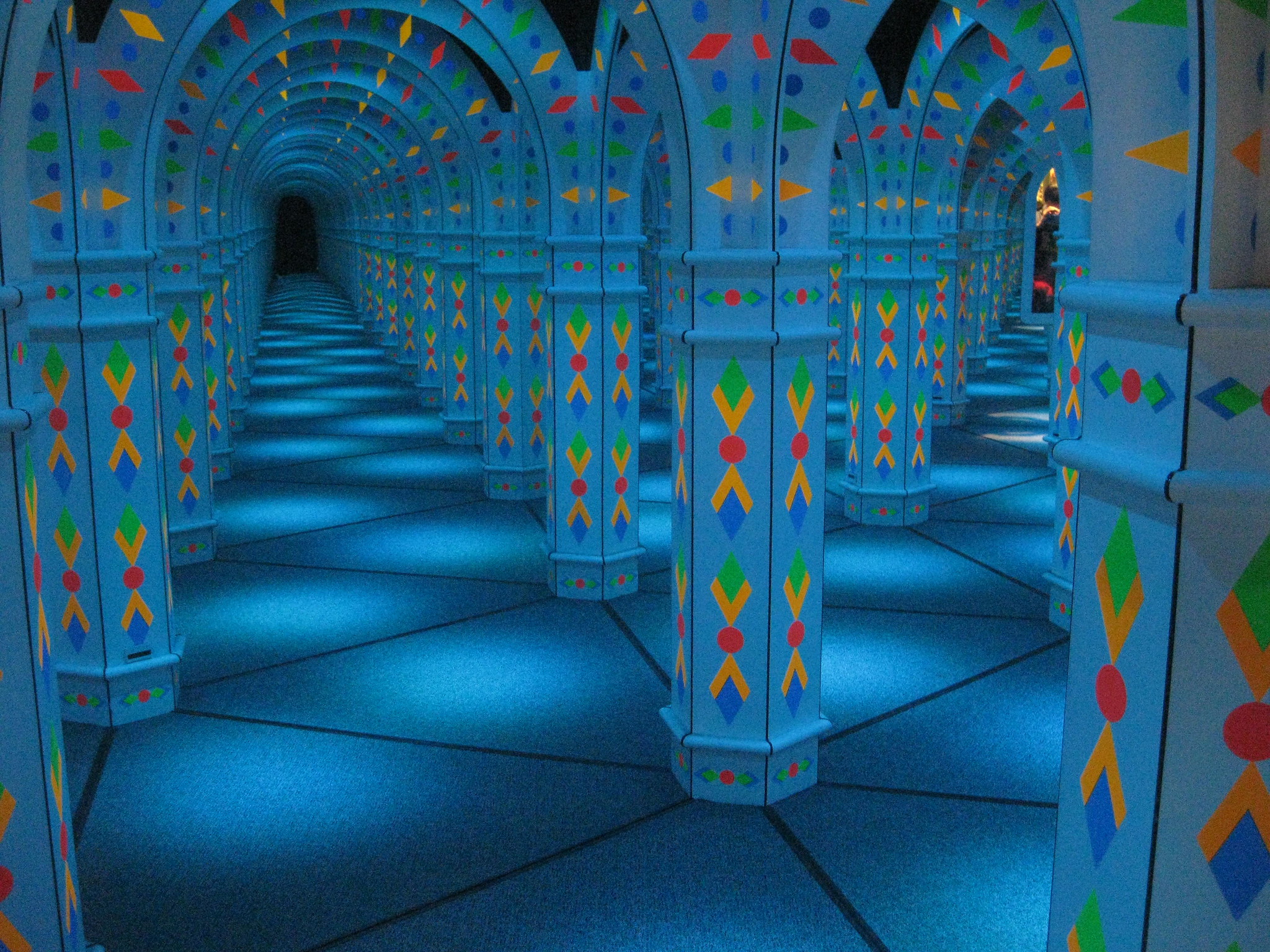 A glowing mirror maze.
